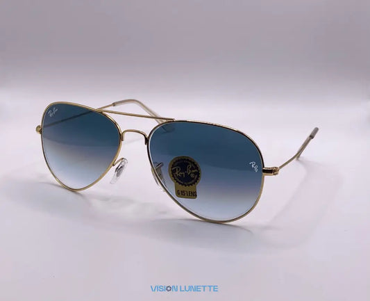 Lunettes RAYBAN AVIATOR BLEU & DORÉ RB-1052 Packaging normale